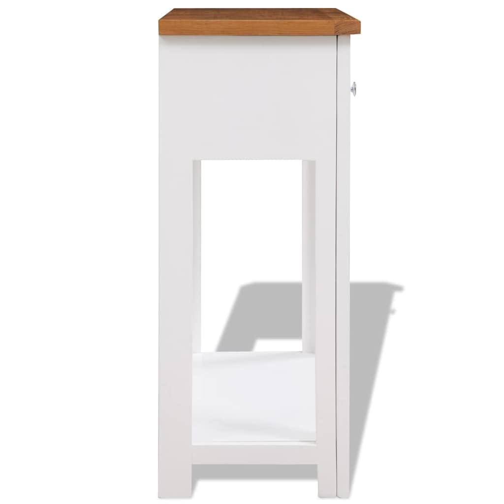 Solid Oak Wood Console Table with 2 Drawers O76160