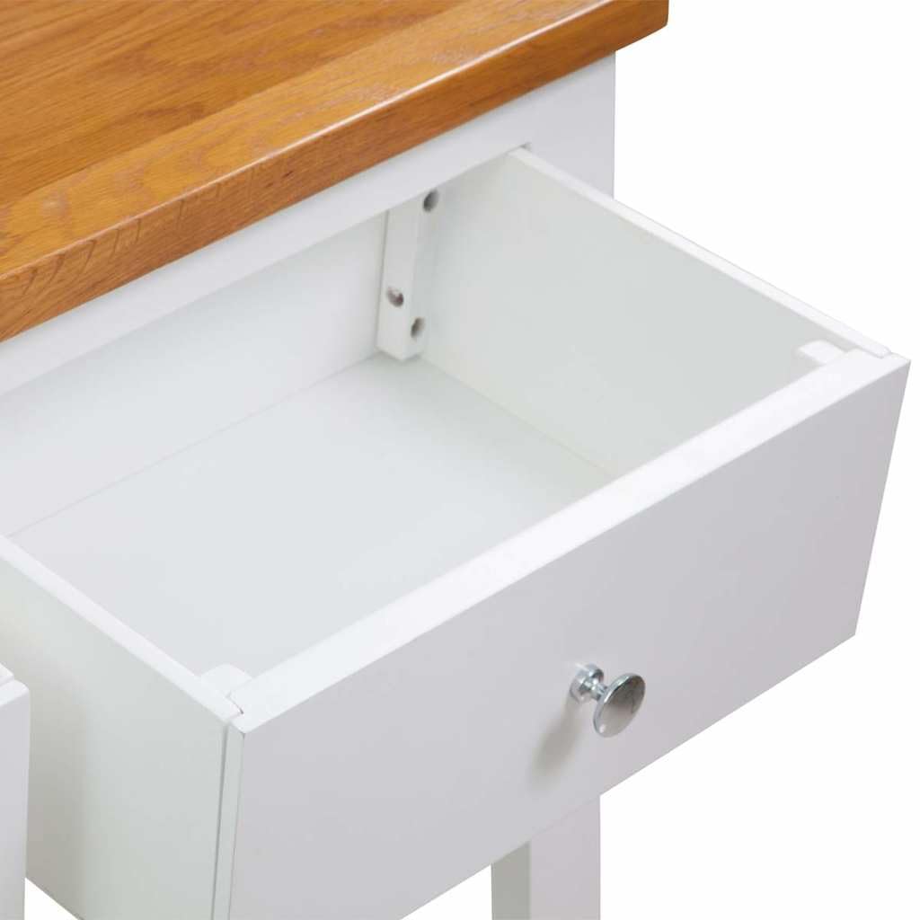 Solid Oak Wood Console Table with 2 Drawers O76160