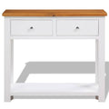 Solid Oak Wood Console Table with 2 Drawers O76160