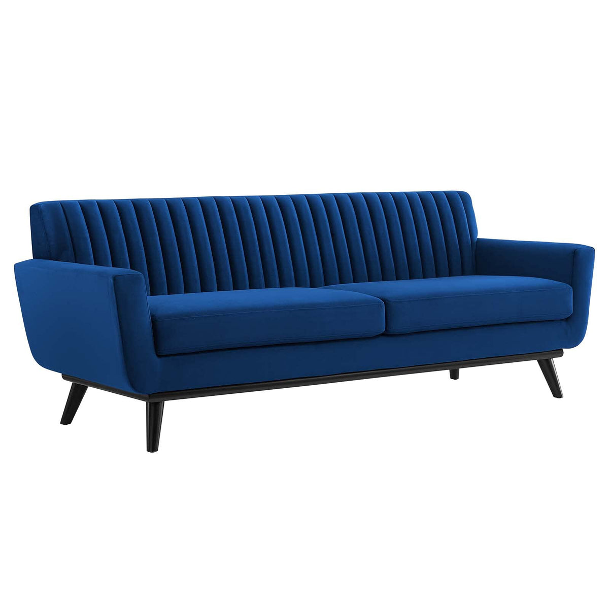 Navy Channel Tufted Performance Velvet Sofa X6479
