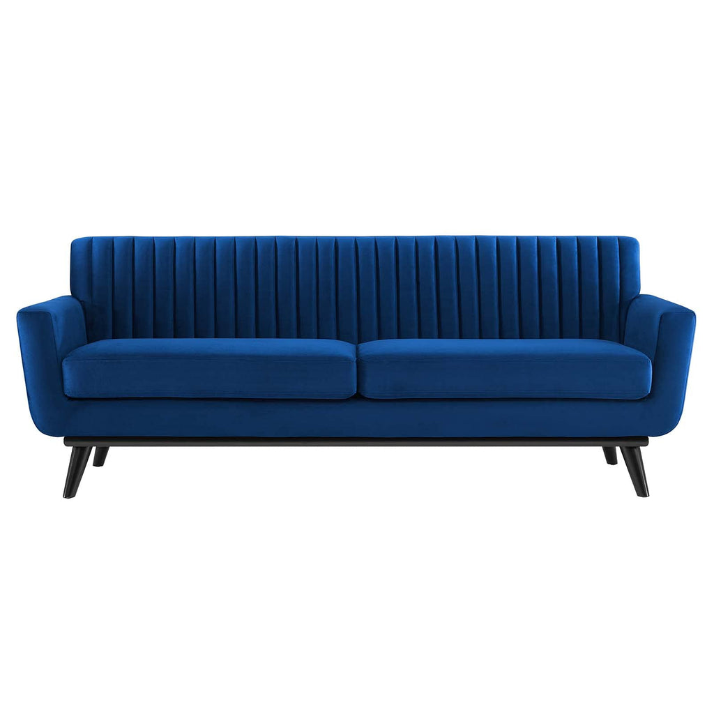 Navy Channel Tufted Performance Velvet Sofa X6479