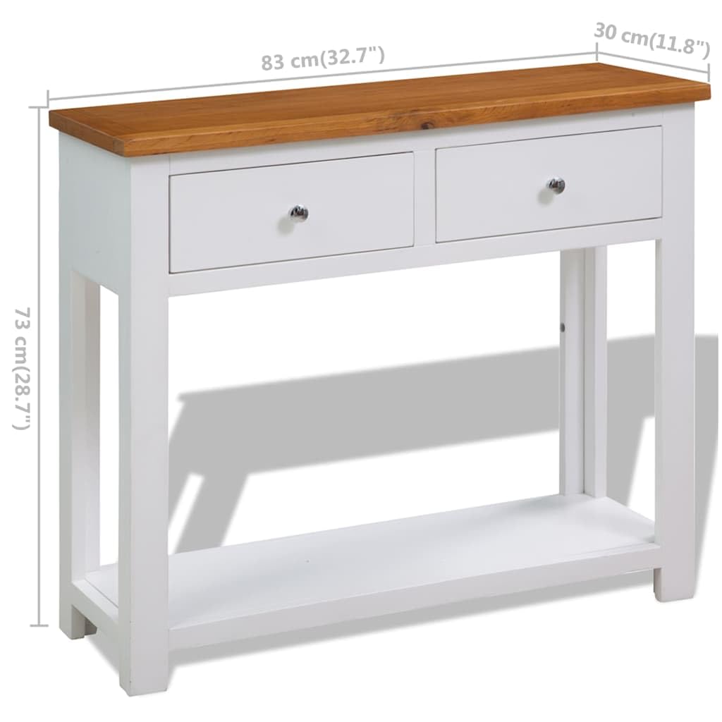 Solid Oak Wood Console Table with 2 Drawers O76160