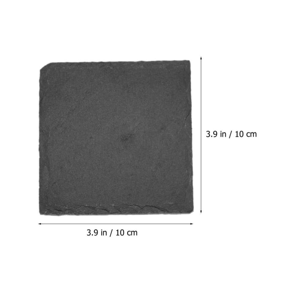 Black 12pcs Natural Stone Coaster Set O59217