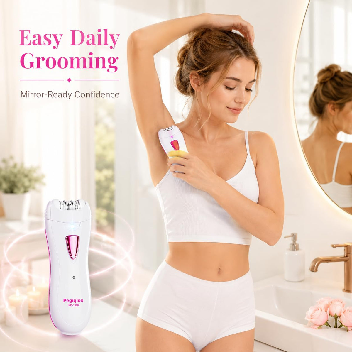 Facial Epilator with LED Light, Portable Rechargeable Body Epilator J525