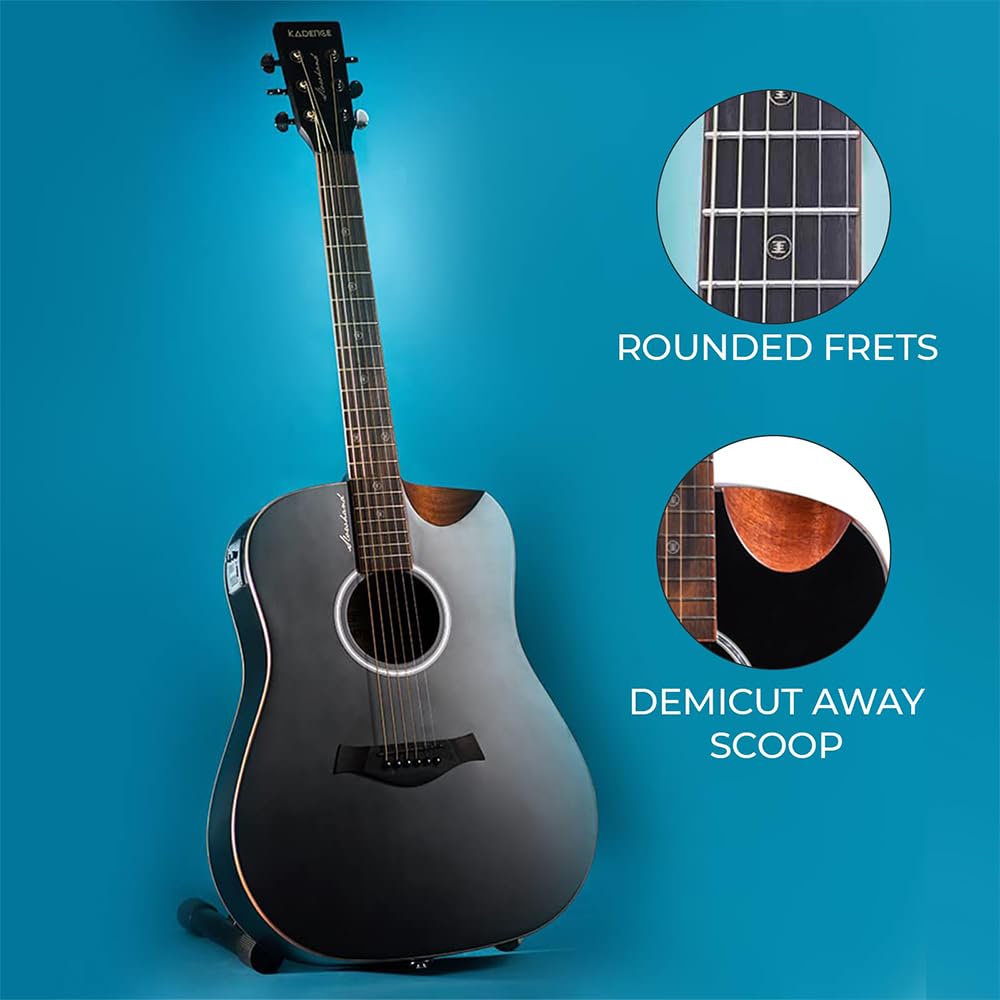 41” Black Spruce Wood Electro-Acoustic Guitar with Built-in Pickup M786515
