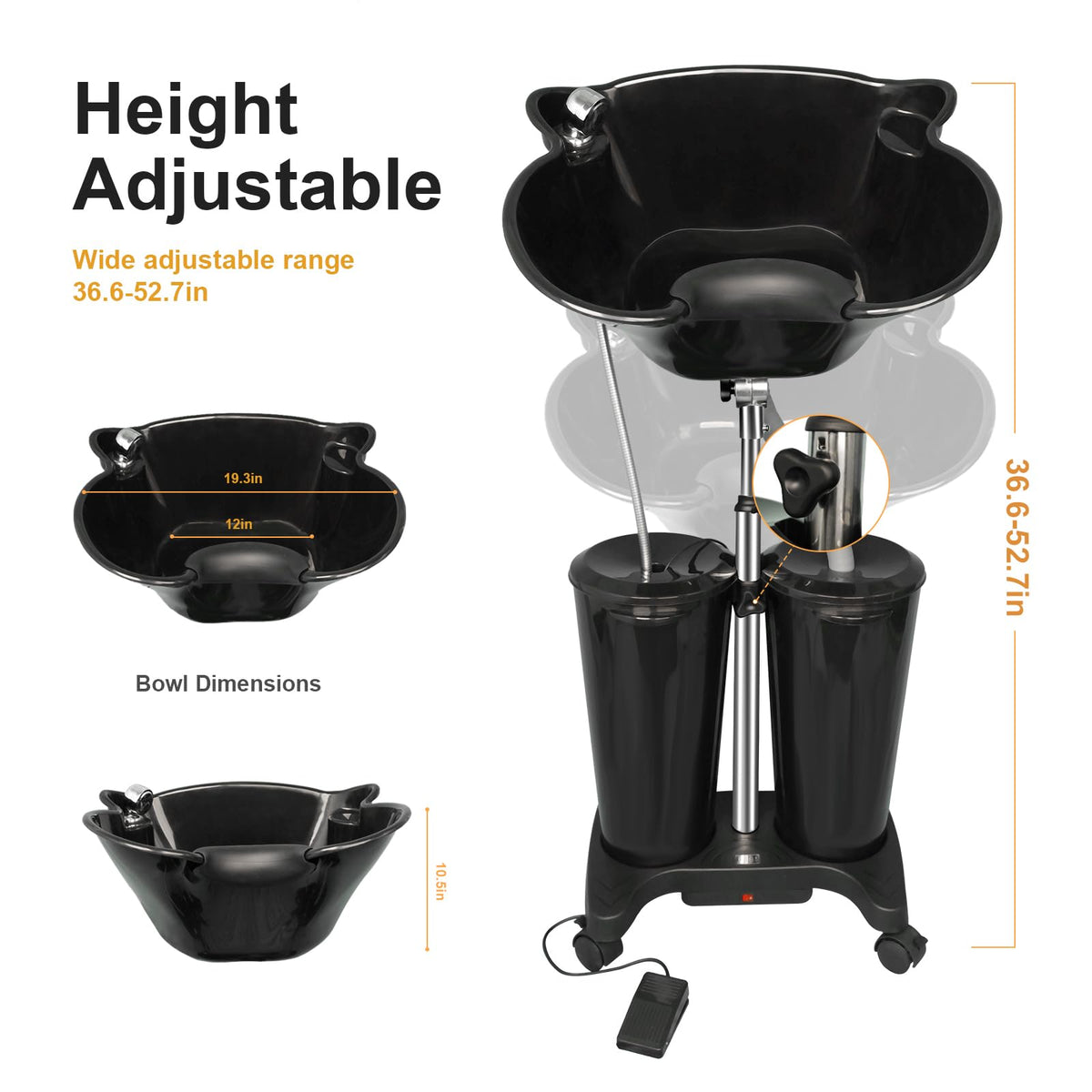 Portable Shampoo Bowl with Electric Pump and Water Tanks V4384