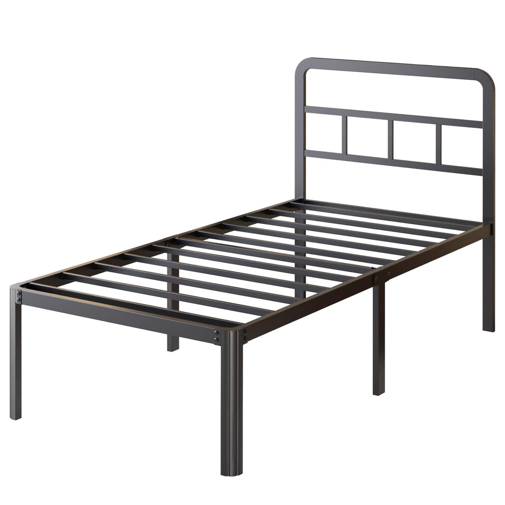 18 Inch Twin XL Black Metal Bed Frame with Headboard J212