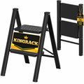 2 Step Folding Ladder with Non-Slip Wide Pedals and Safety Lock, Black O604