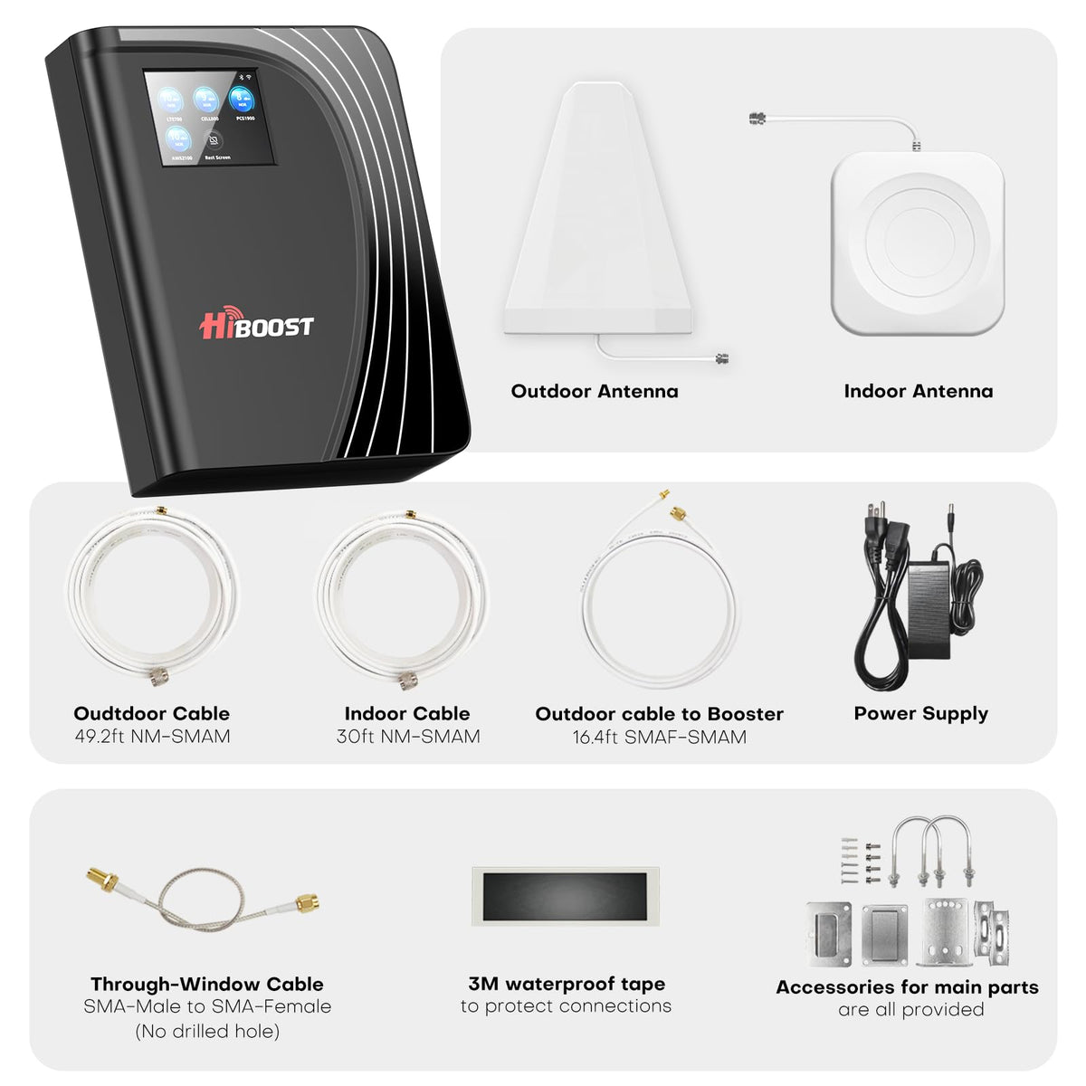 Cell Phone Booster 9,000 Sq Ft 4G LTE 5G LCD Touch Screen 70dB Gain D8691