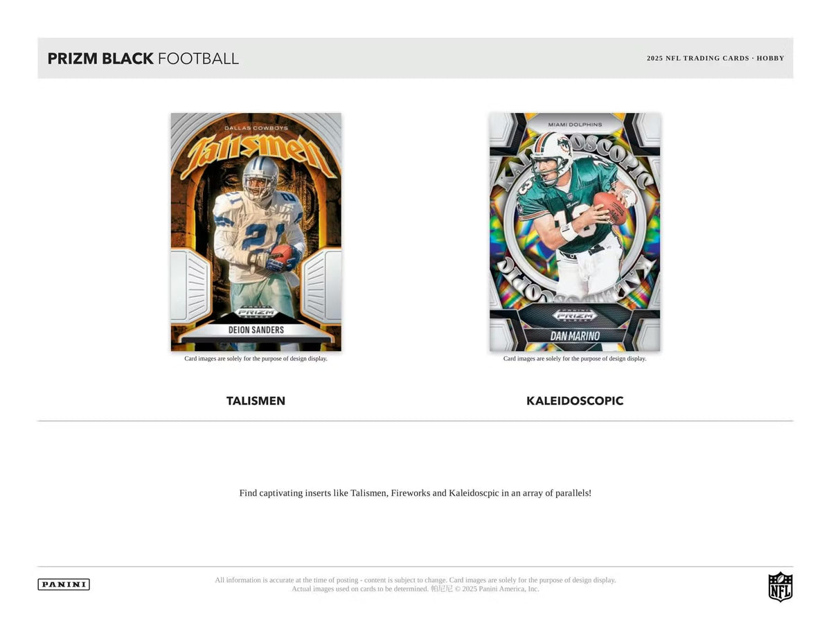 2025 Panini Prizm Black Football Trading Card Box T5279