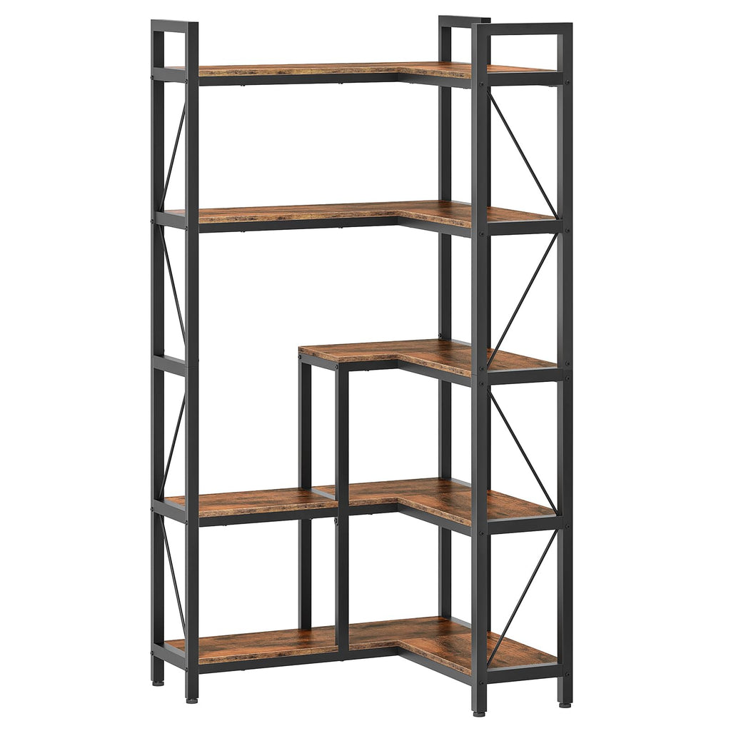 5-Tier L-Shaped Corner Bookshelf with Metal Frame B243