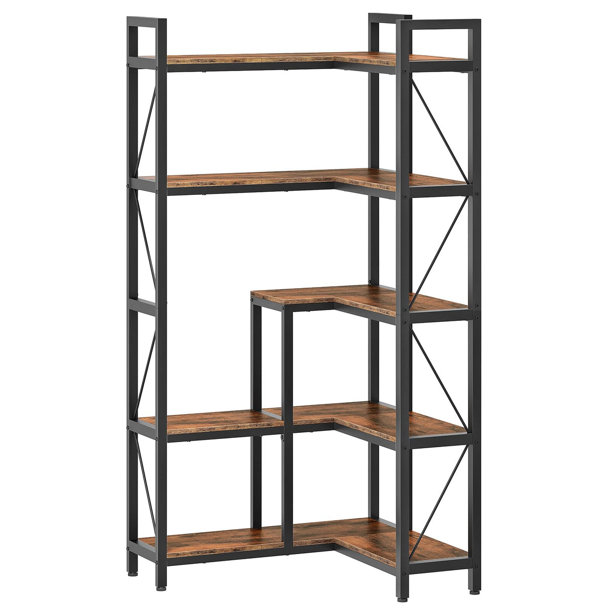 5-Tier L-Shaped Corner Bookshelf with Metal Frame B243