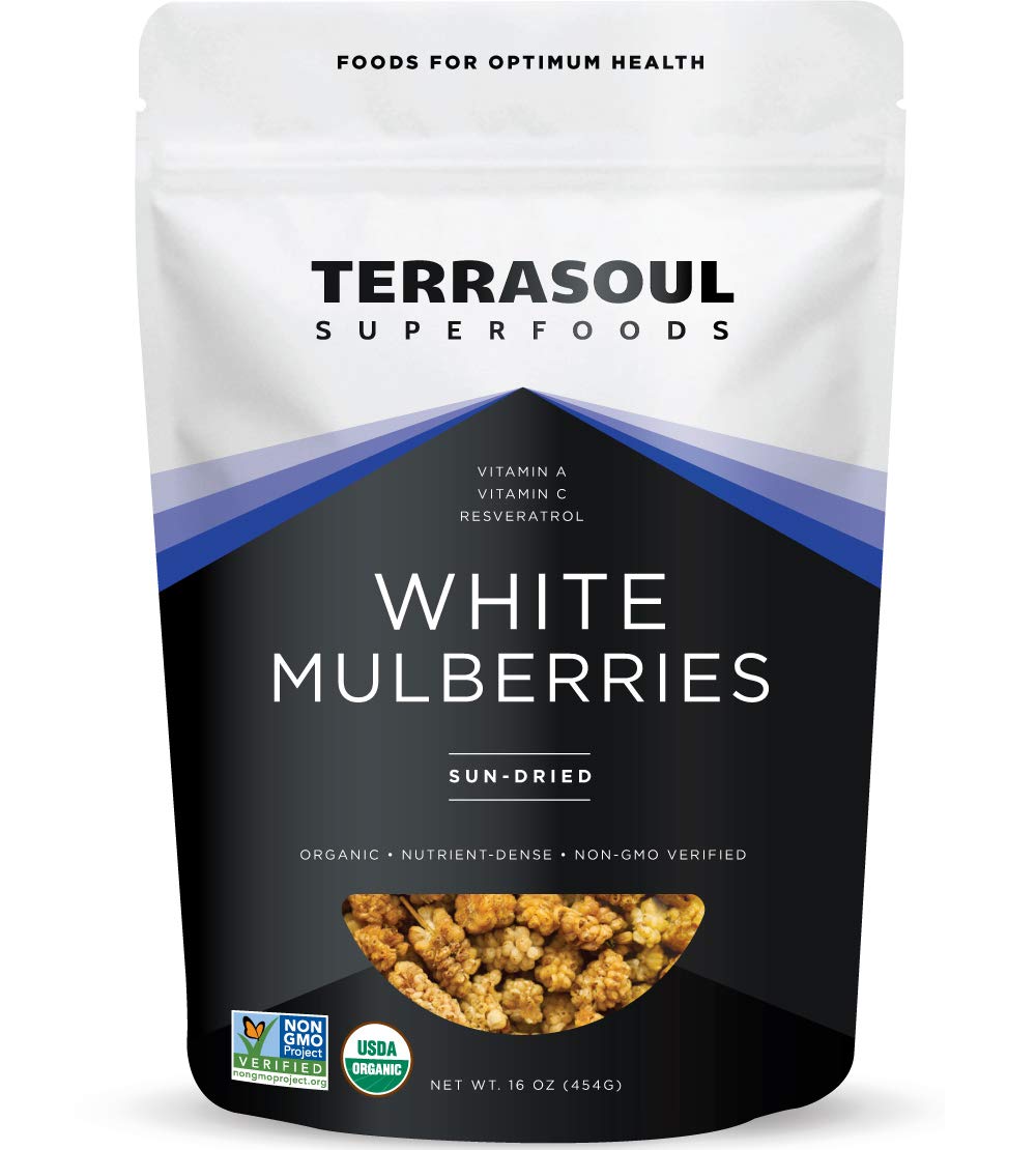 Organic Sun-dried White Mulberries, 2 Lbs (Pack of 2) L285