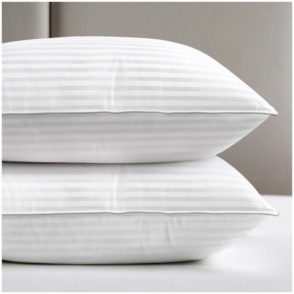 King Size Set of 2 Striped White Pillows N76254