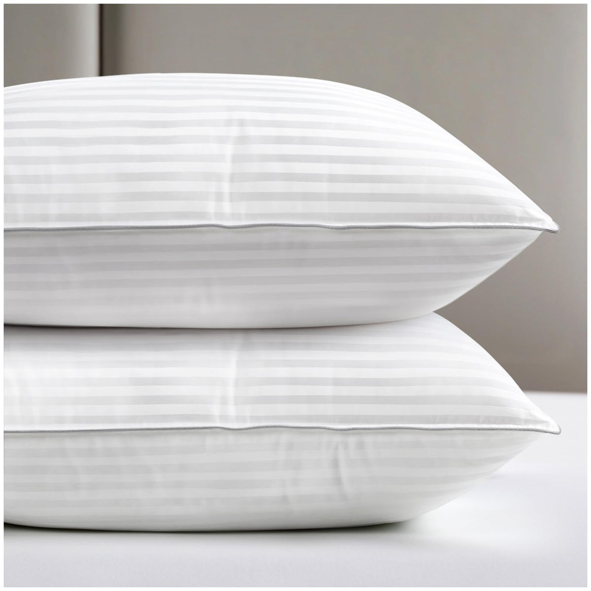 King Size Set of 2 Striped White Pillows N76254