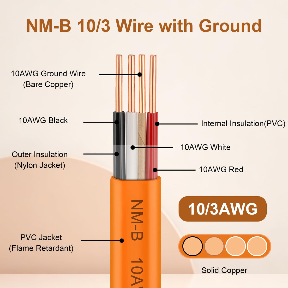 Solid Indoor Electrical Wire 100 FT Orange Y7383
