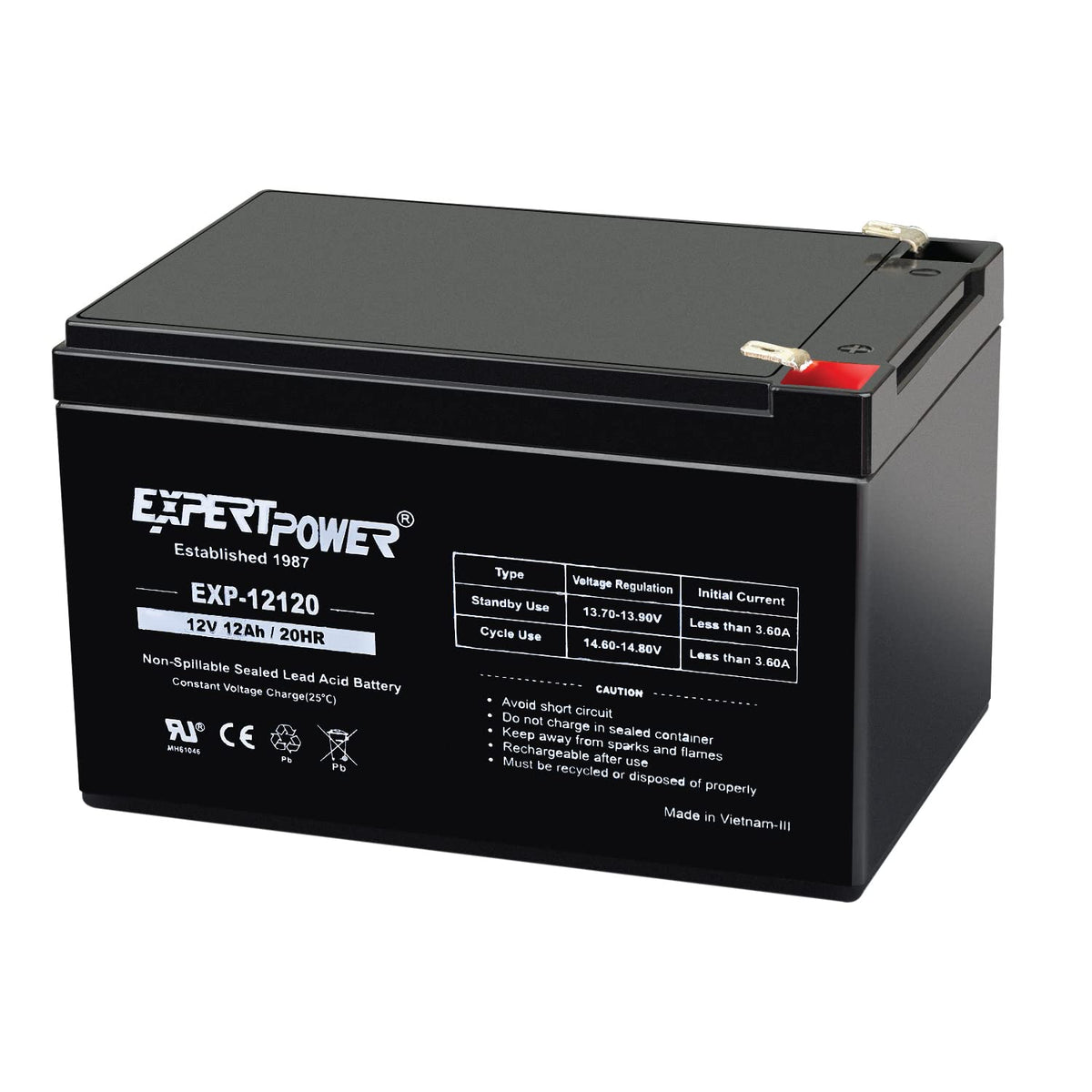 12V 12Ah Rechargeable Sealed Lead Acid AGM Battery with F2 Terminals L125