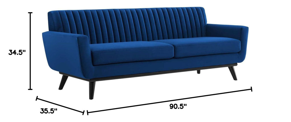 Navy Channel Tufted Performance Velvet Sofa X6479