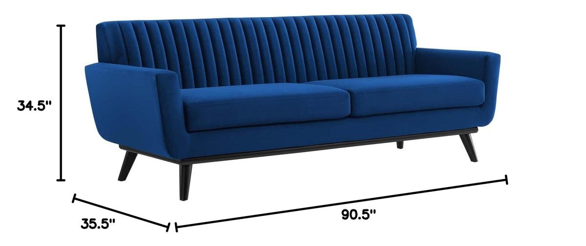 Navy Channel Tufted Performance Velvet Sofa X6479