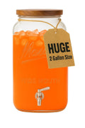 2 Gallon Glass Beverage Dispenser with Wooden Lid I463968