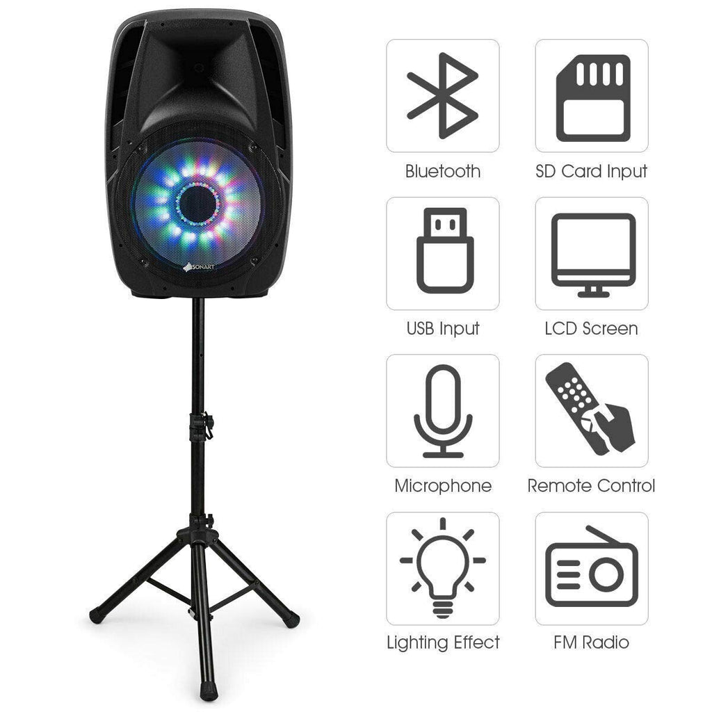 15" 1500W 2-Way Portable PA Speaker System X4639