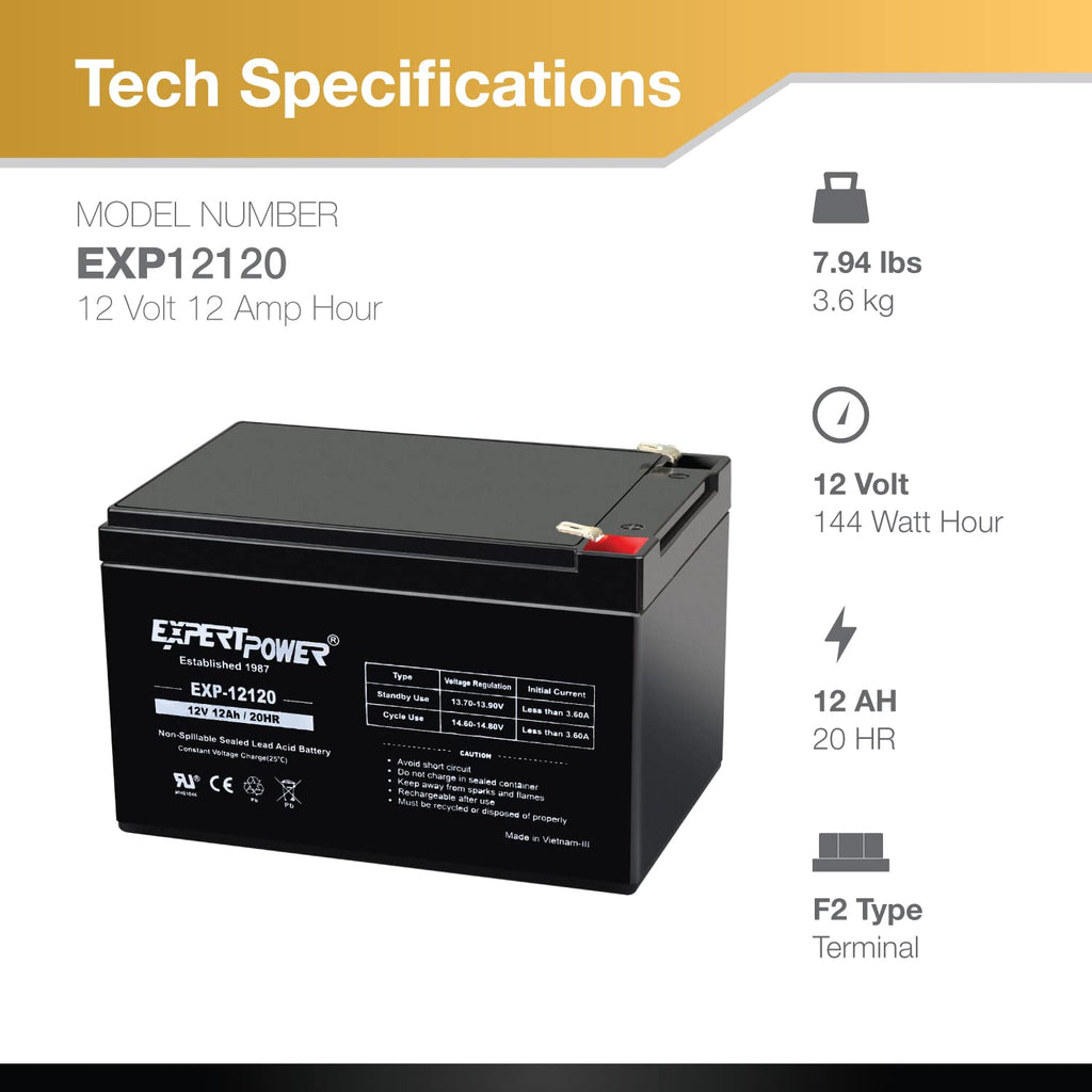 12V 12Ah Rechargeable Sealed Lead Acid AGM Battery with F2 Terminals L125