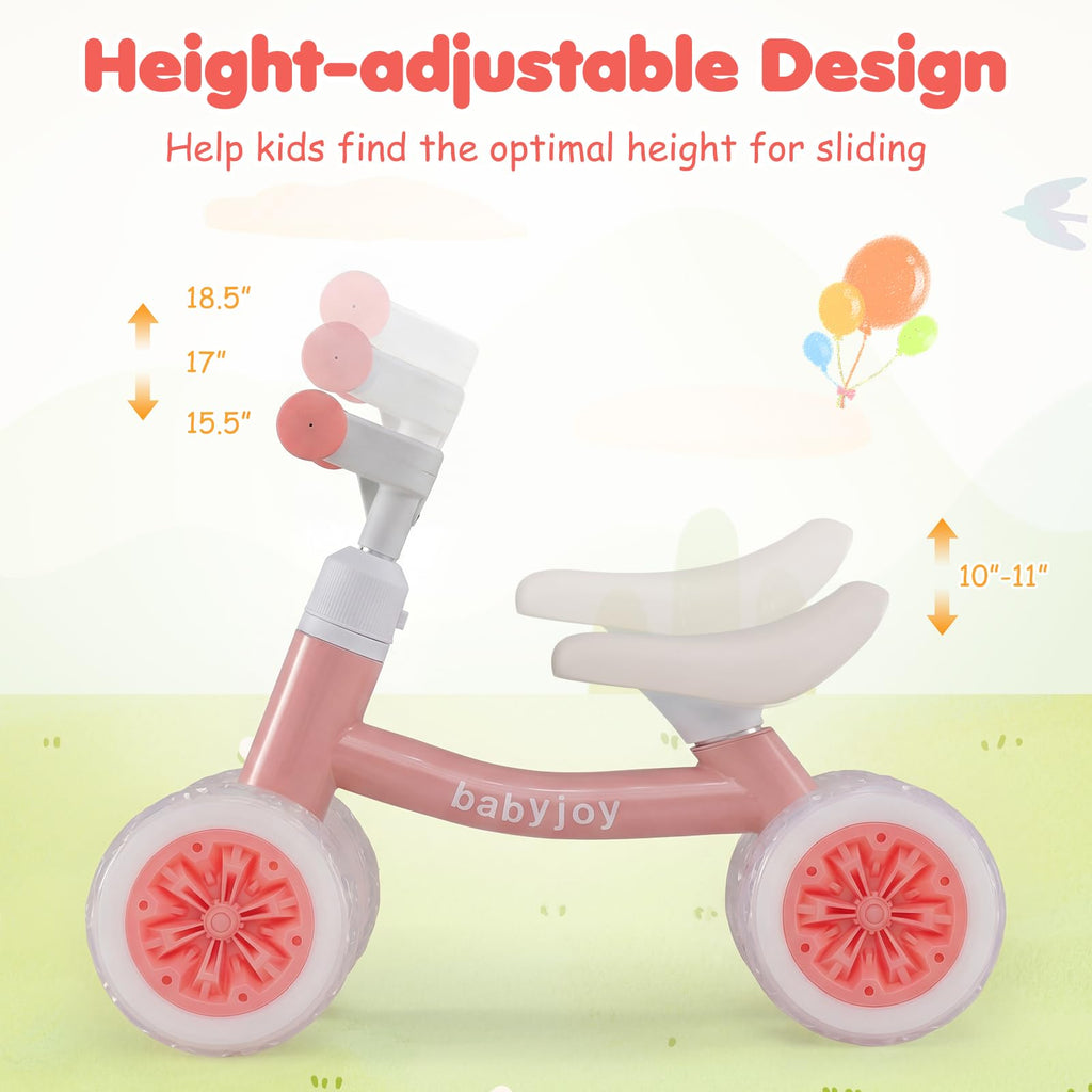 4 Wheels Toddler Balance Bike with Adjustable Handlebar & Seat Y45469