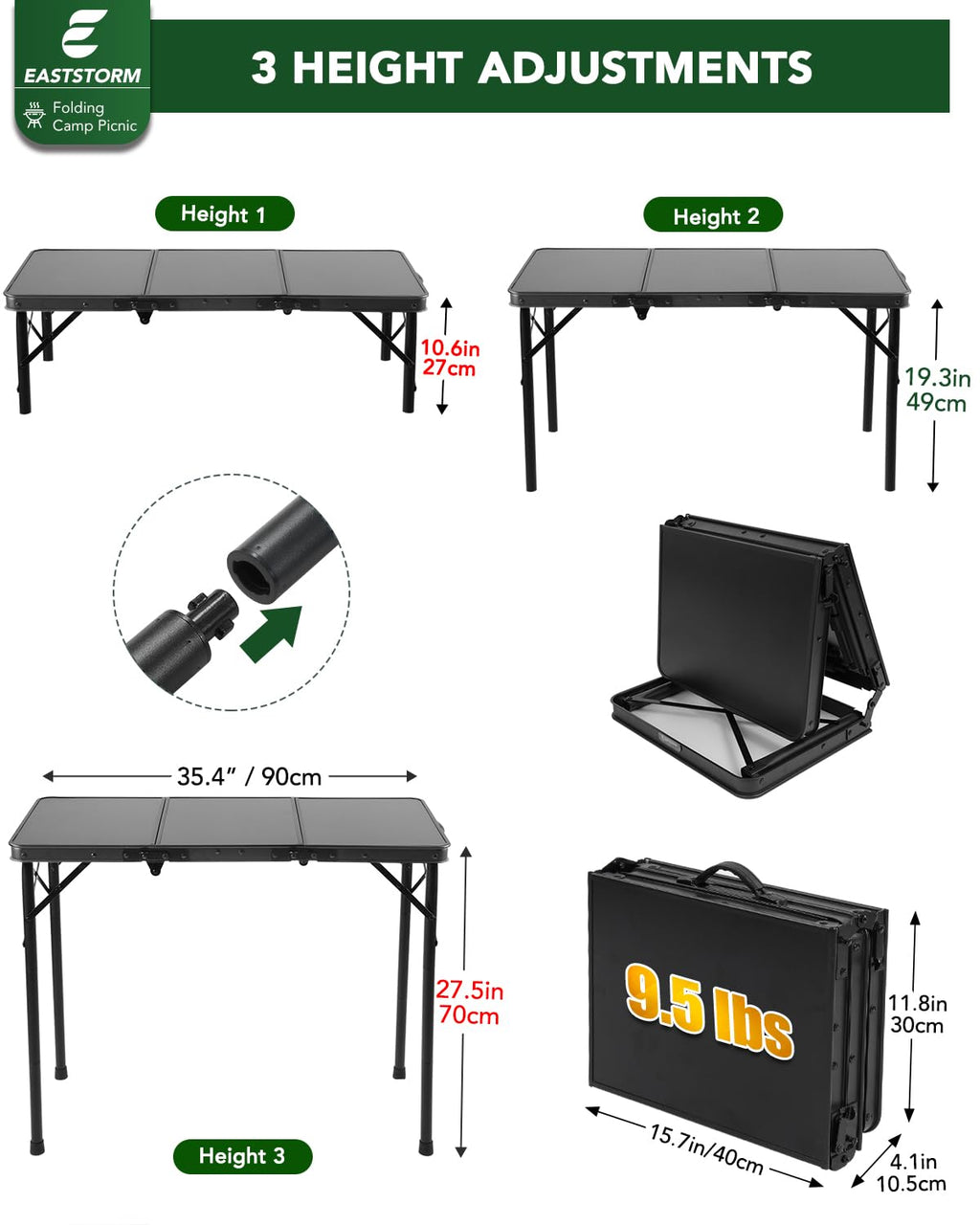 Small Folding Camping Table Black X520603