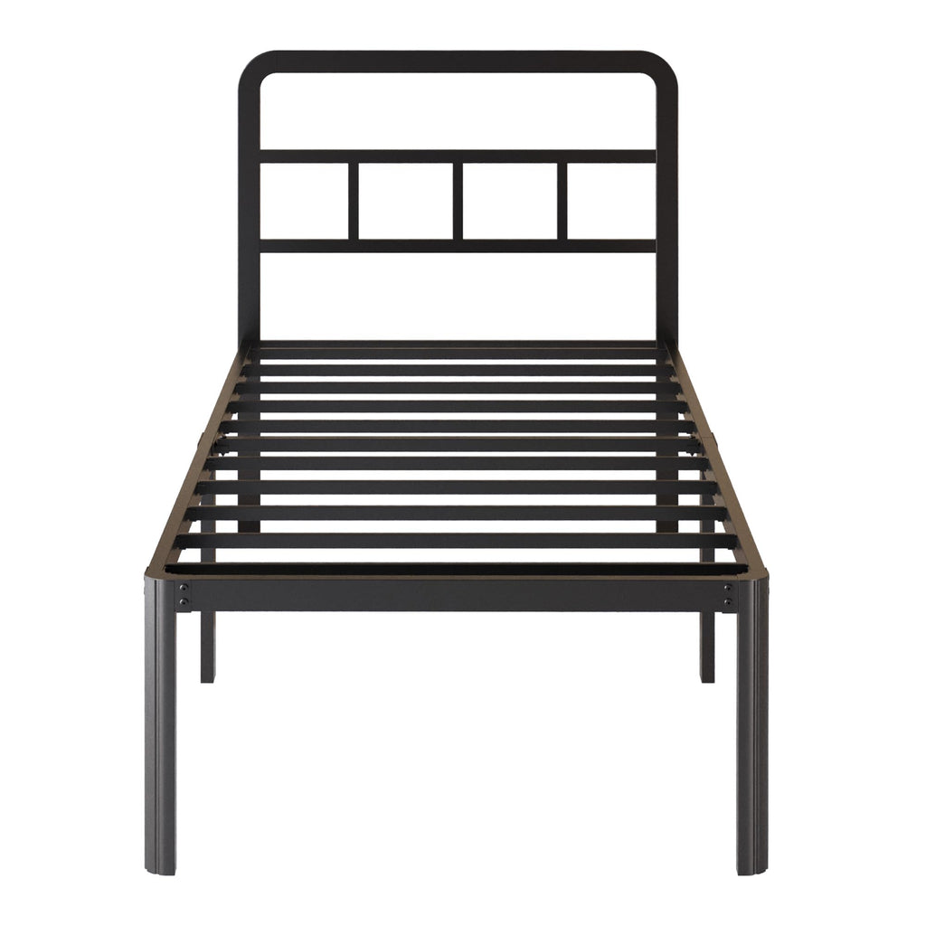 18 Inch Twin XL Black Metal Bed Frame with Headboard J212