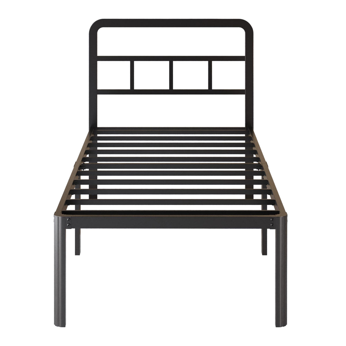 18 Inch Twin XL Black Metal Bed Frame with Headboard J212