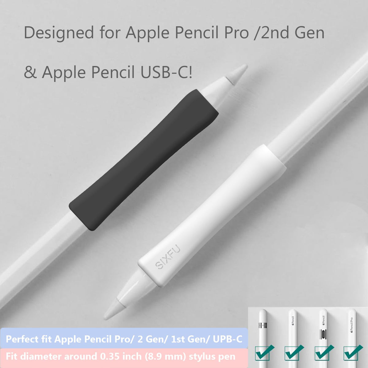 Black White 2 PCS Stylus Pen Grip M757517