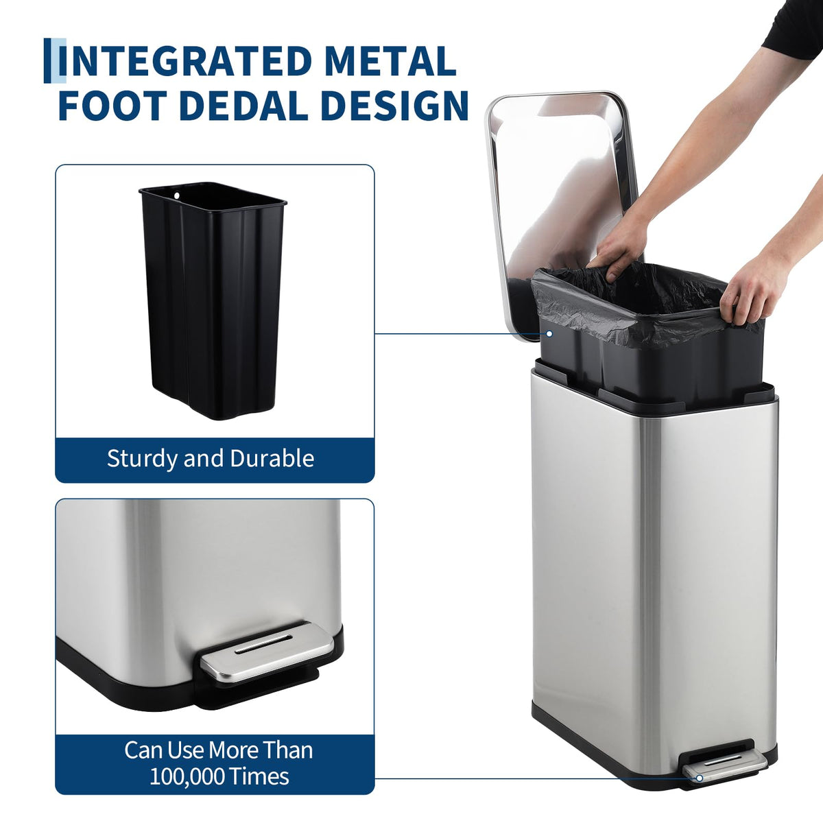 13.2 Gallon Stainless Steel Step Trash Can X125