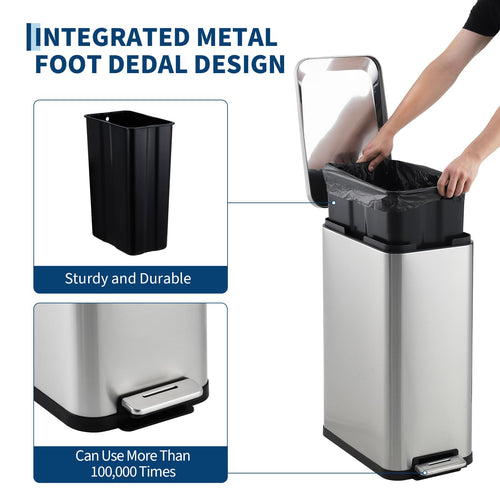 13.2 Gallon Stainless Steel Step Trash Can X125