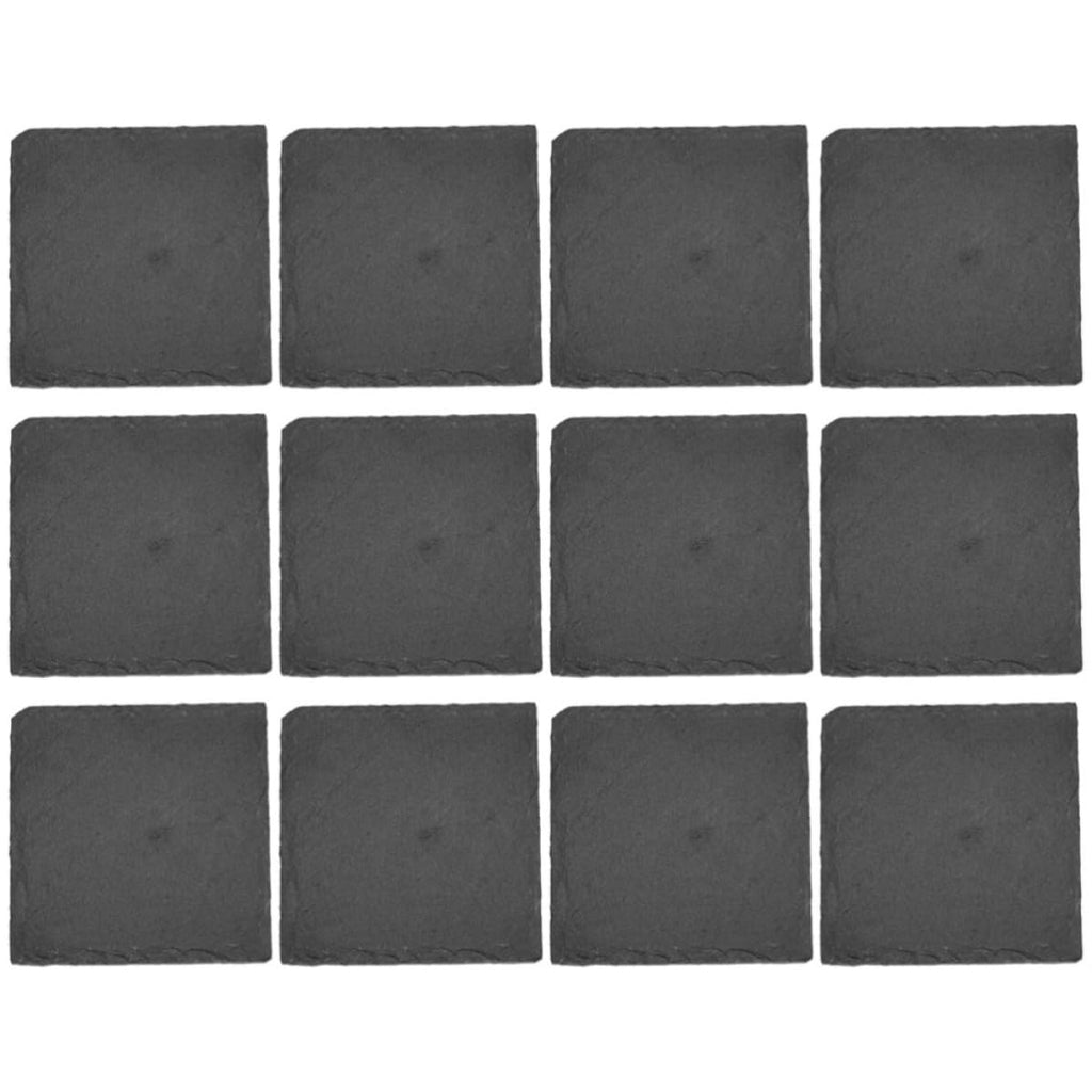 Black 12pcs Natural Stone Coaster Set O59217