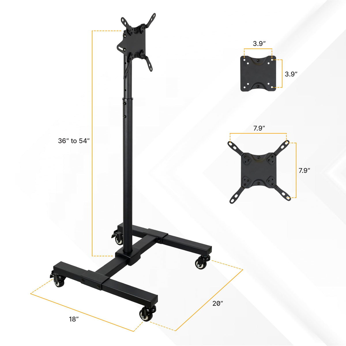 Black Mobile TV Stand with Locking Wheels W244581