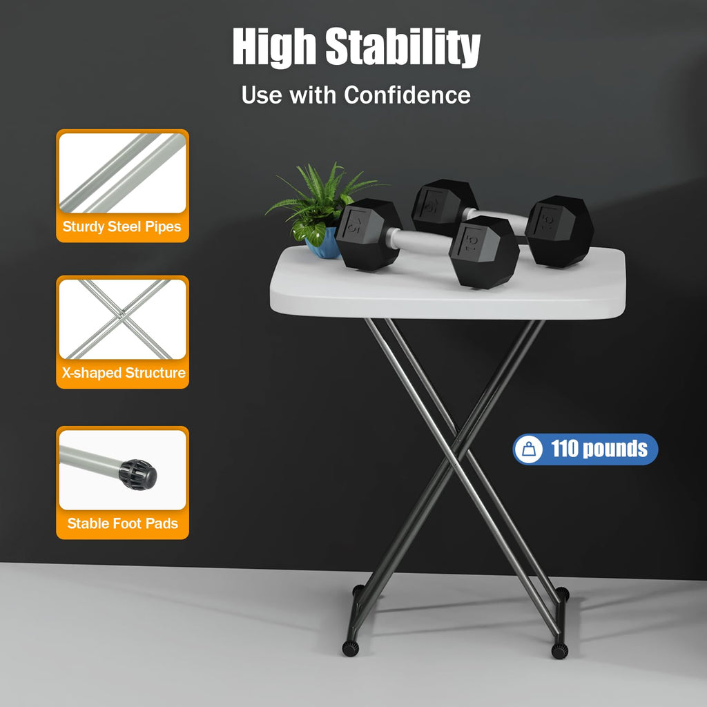 White 30" Folding Table S38362
