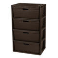 Brown 4 Drawer Plastic Storage Tower with Removable Bins W8448