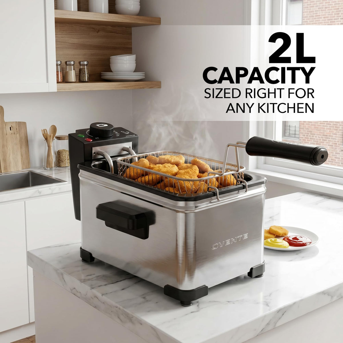 Electric Deep Fryer, 2L Capacity, 1500W, Silver M2179