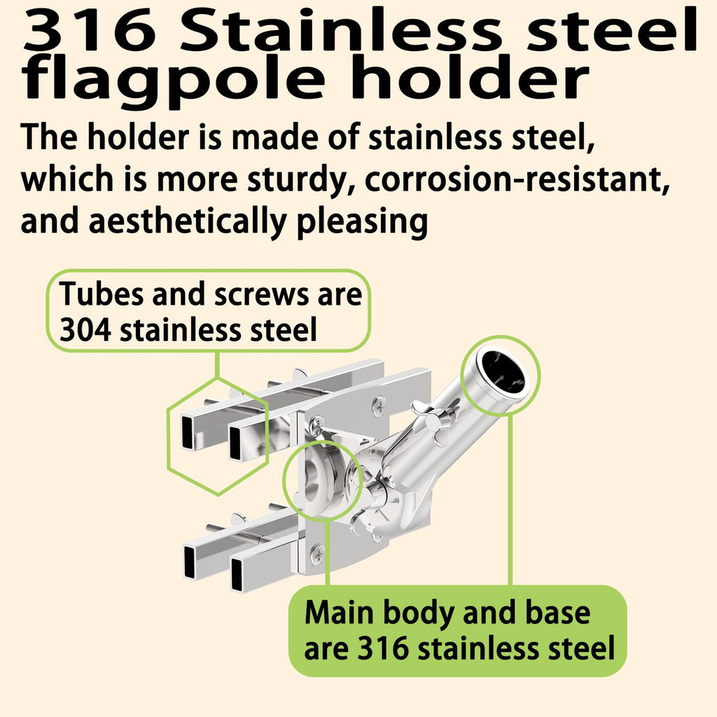 316 Stainless Steel Flagpole Holder for 1-Inch Flagpoles G54420