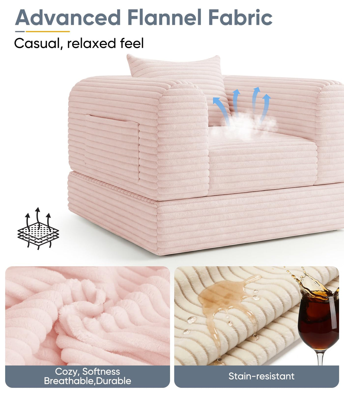 2 in 1 Convertible Sleeper Chair Folding Sofa Bed O836229