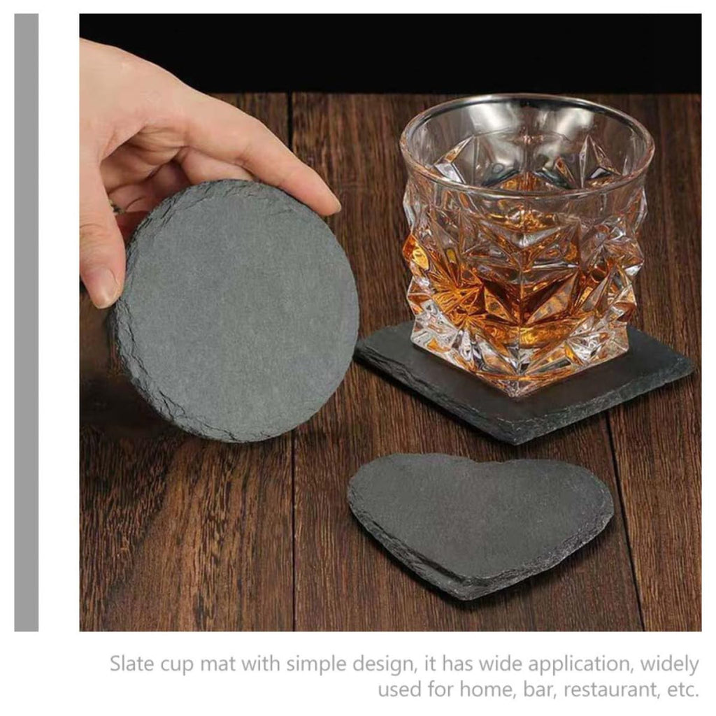 Black 12pcs Natural Stone Coaster Set O59217