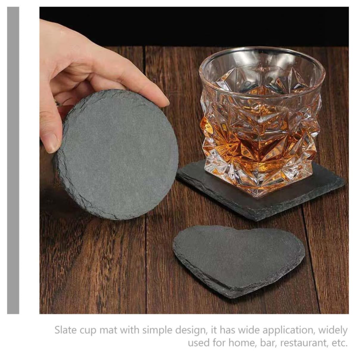 Black 12pcs Natural Stone Coaster Set O59217