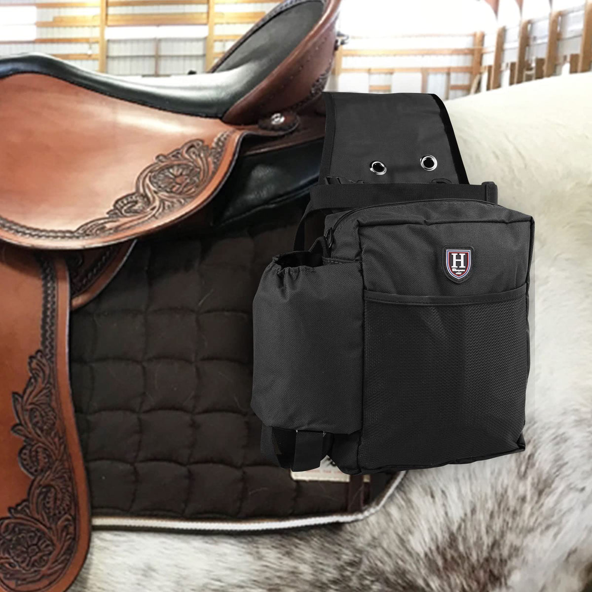 Nylon Western Saddle Bag Black V5994