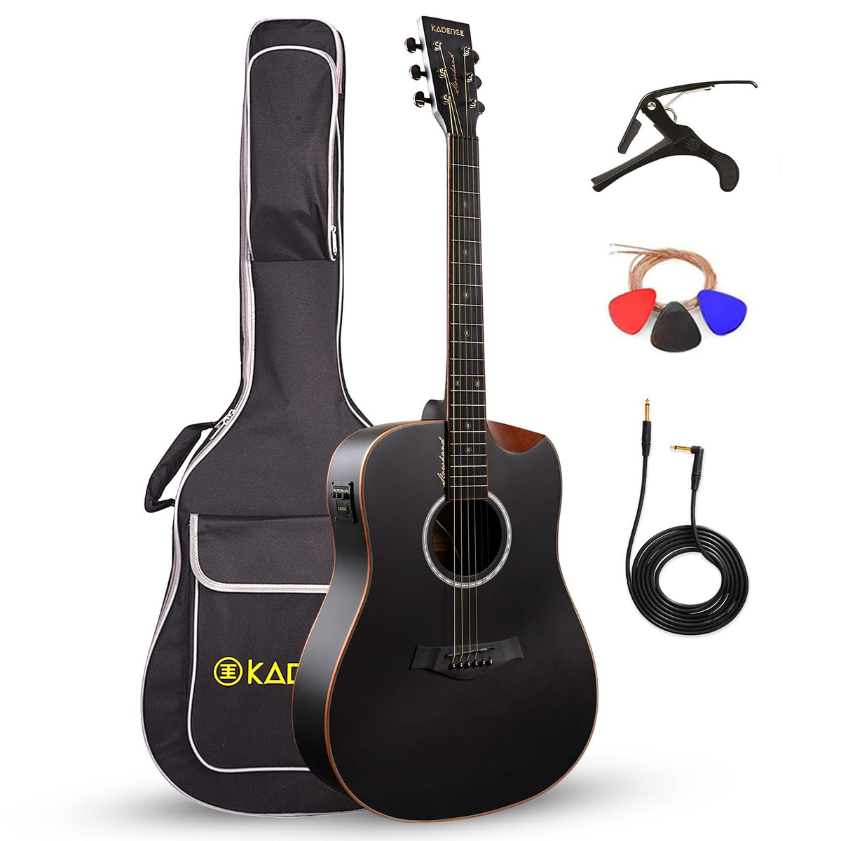 41” Black Spruce Wood Electro-Acoustic Guitar with Built-in Pickup M786515