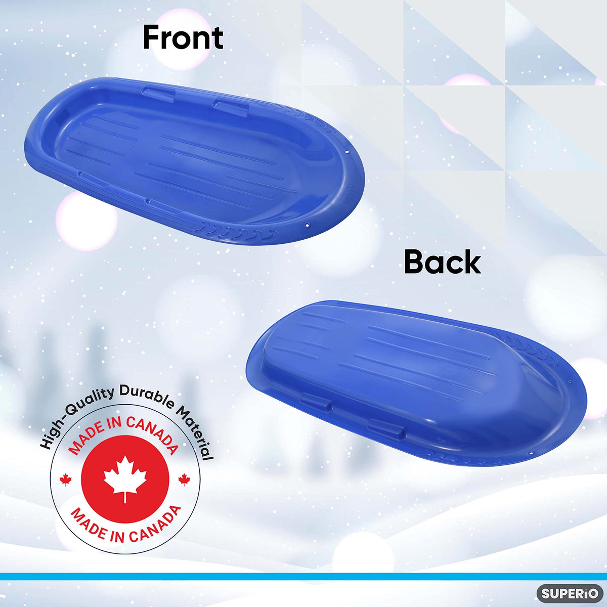36" 48" Heavy Duty Plastic Toboggan Snow Sled with Handles, 3 Pack D7852