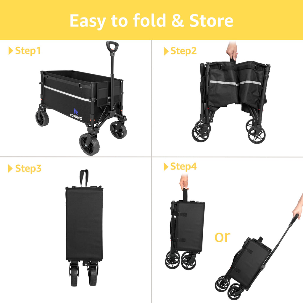 Collapsible Heavy Duty Wagon Cart with Wheels 120L Black N708