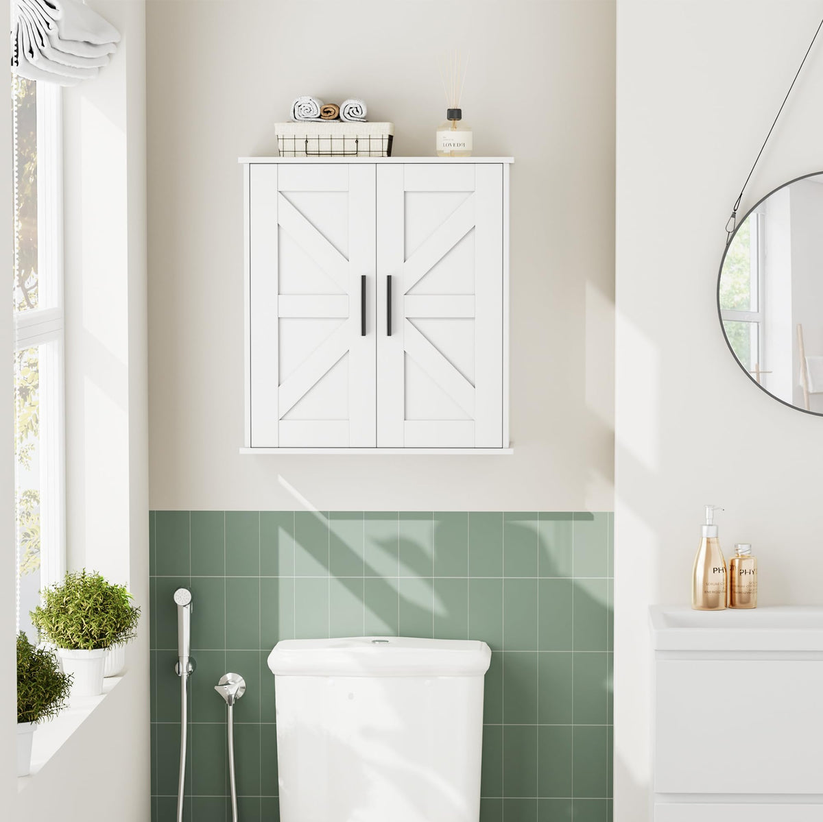 Bathroom Wall Cabinet with Adjustable Shelves D568