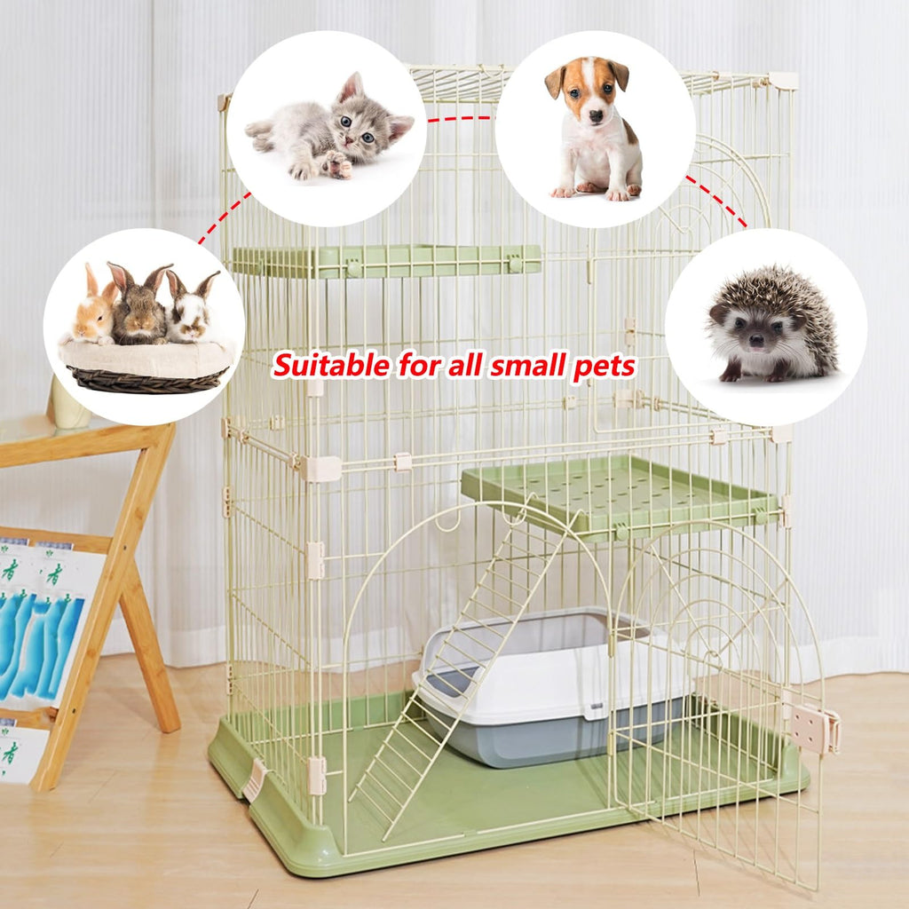 3/4-Tier Wire Cat Cage Playpen with Hammock and Platforms G2089