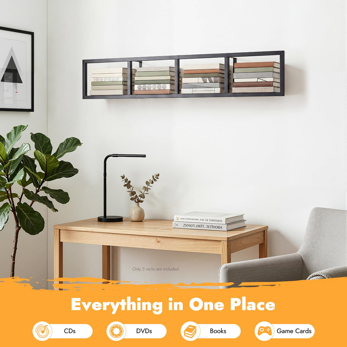 5Pcs Wall Mount Media Storage Rack V302
