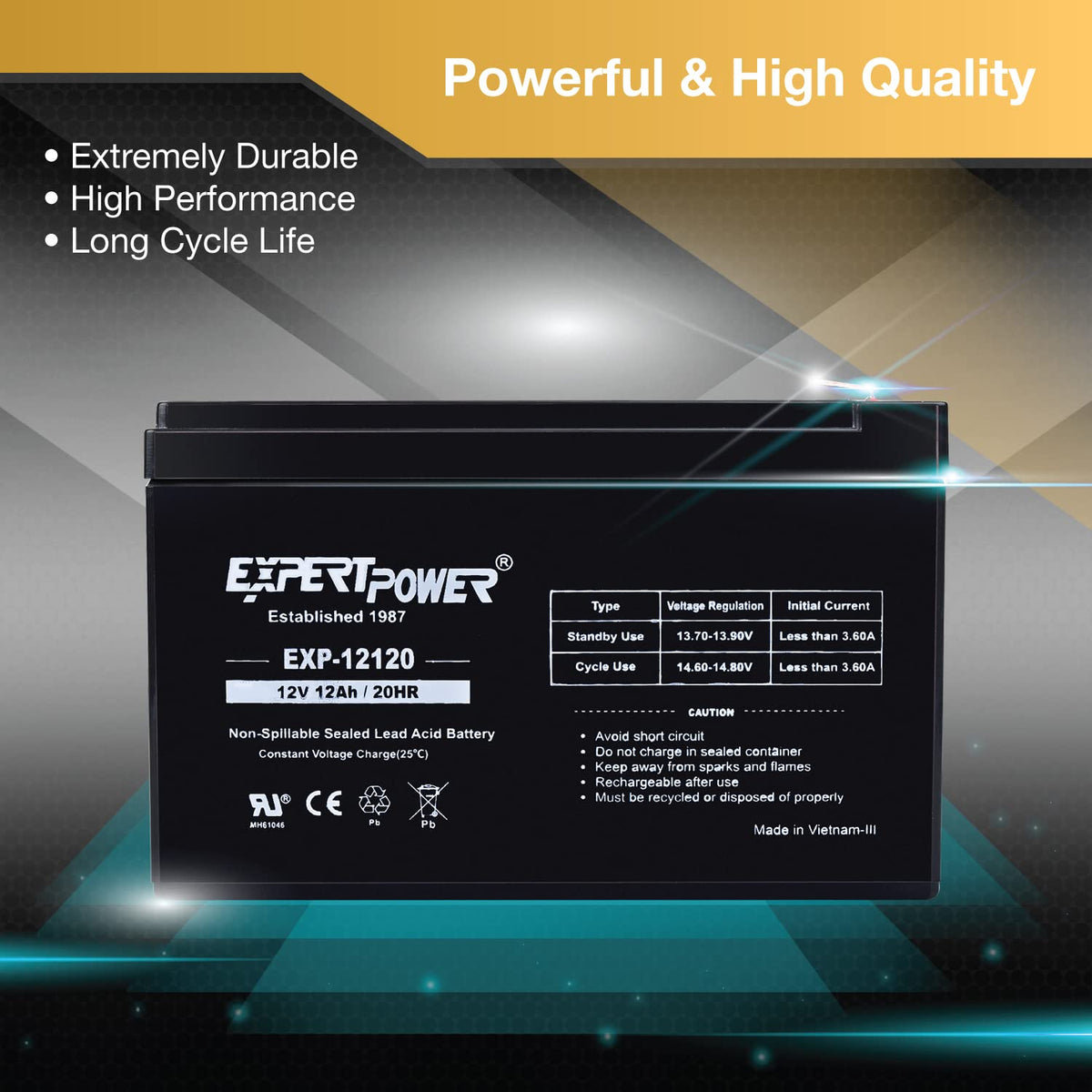 12V 12Ah Rechargeable Sealed Lead Acid AGM Battery with F2 Terminals L125